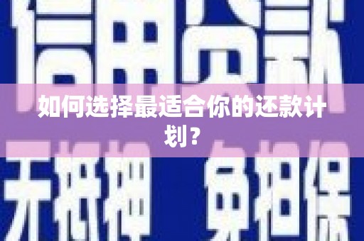 宏伟如何选择最适合你的还款计划？