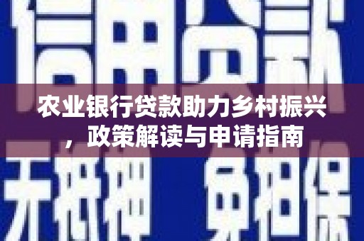 宏伟农业银行贷款助力乡村振兴，政策解读与申请指南