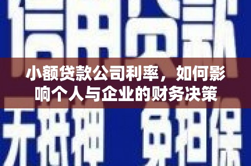 宏伟小额贷款公司利率，如何影响个人与企业的财务决策