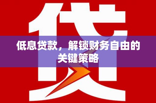宏伟低息贷款，解锁财务自由的关键策略