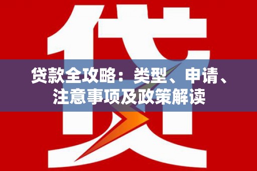 宏伟贷款全攻略：类型、申请、注意事项及政策解读